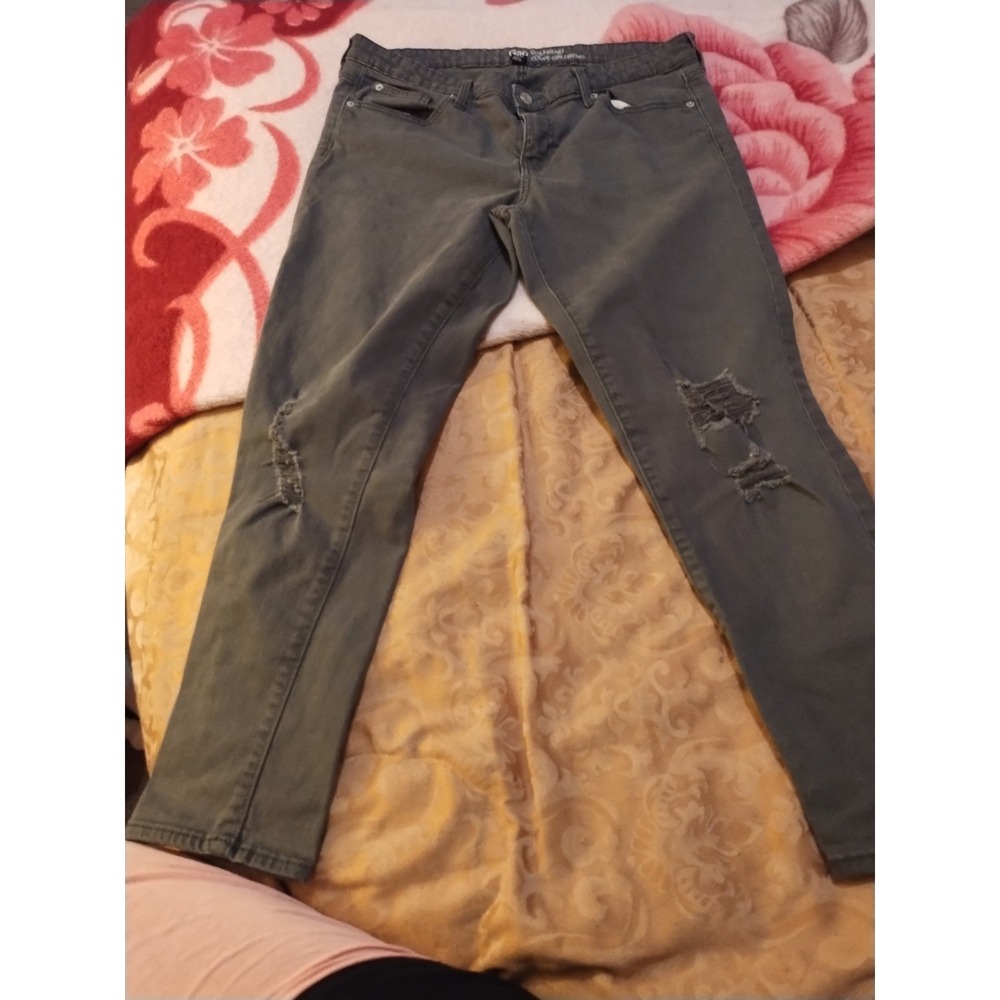 Gap Womens Girlfriend Skinny Jeggings Green Distressed Jeans 12R 30 491341-00